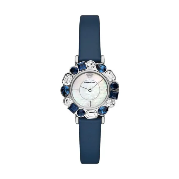 Emporio Armani Two-Hand Blue Leather Watch - AR11595