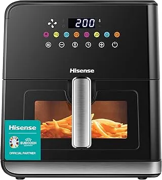 Hisense Air Fryer with Digital Touch Control and Visible Cooking Window, 8 Liter Capacity, Black