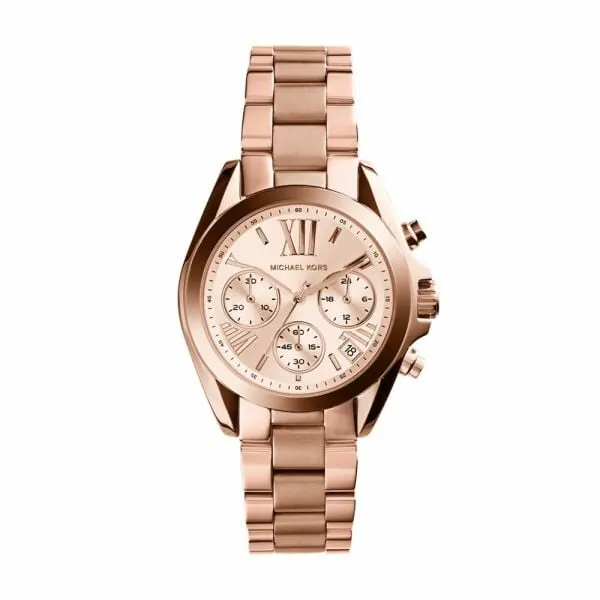 Michael Kors Women's Mini Bradshaw Chronograph, Rose Gold-Tone Stainless Steel Watch - MK5799