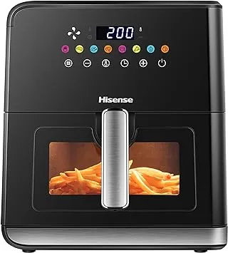 Hisense Air Fryer with Digital Touch Control and Visible Cooking Window, 8 Liter Capacity, Black