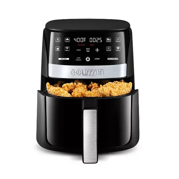 Gourmia 3qt Digital Window Air Fryer with 8 Presets & Guided Cooking: 1200W, Dishwasher-Safe Parts