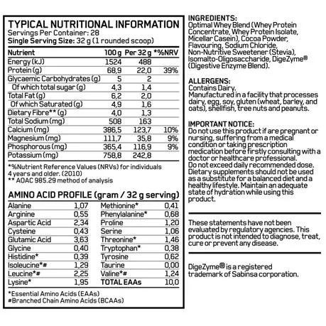 Alpha Sports Nutrition Optimal Whey 908g - Chocolate Cereal