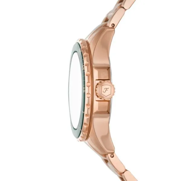 Fossil Women's Fossil Blue Dive Three-Hand, Rose Gold-Tone Stainless Steel Watch - ES5371