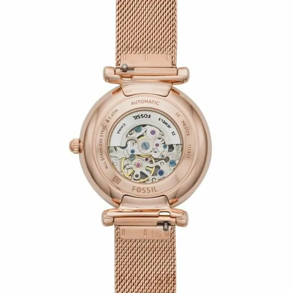 Fossil Women's Carlie Automatic, Rose Gold-Tone Stainless Steel Watch - ME3175