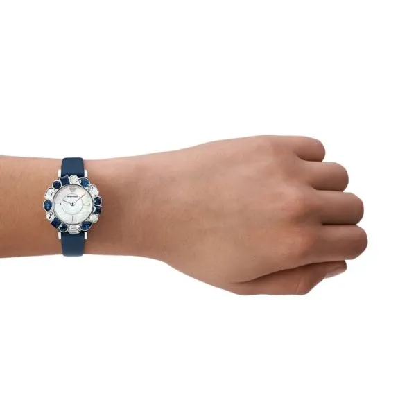 Emporio Armani Two-Hand Blue Leather Watch - AR11595