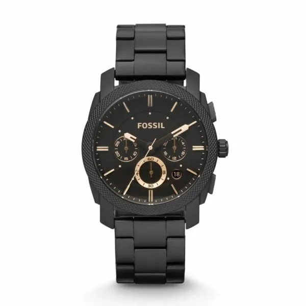 Fossil Men's Machine Black Round Stainless Steel Watch - FS4682