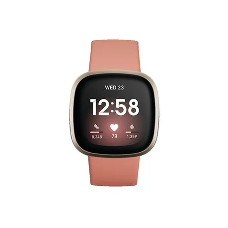 Fitbit Versa 3 Smartwatch - Pink Clay/Soft Gold Aluminum