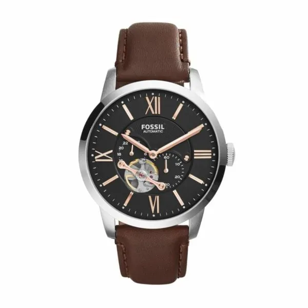 Fossil Men's Townsman Silver/Steel Round Leather Watch - ME3061