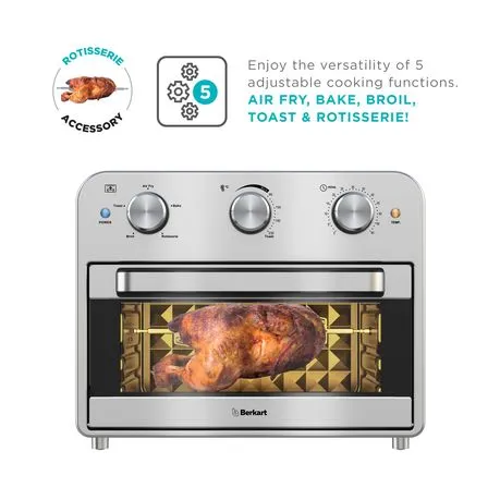 Berkart 23L Air Fryer with Rotisserie - Stainless Steel