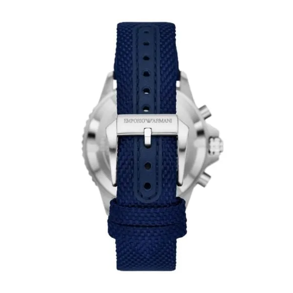 Emporio Armani Chronograph Blue Nylon and Leather Watch - AR11588