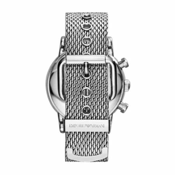 Emporio Armani Men's Luigi Silver Round Stainless Steel Mesh Watch - AR1808