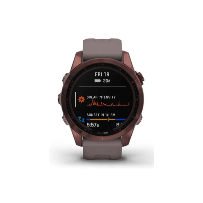 Garmin Fenix 7S Sapphire Solar Smartwatch - Dark Bronze Titanium With Shale Grey