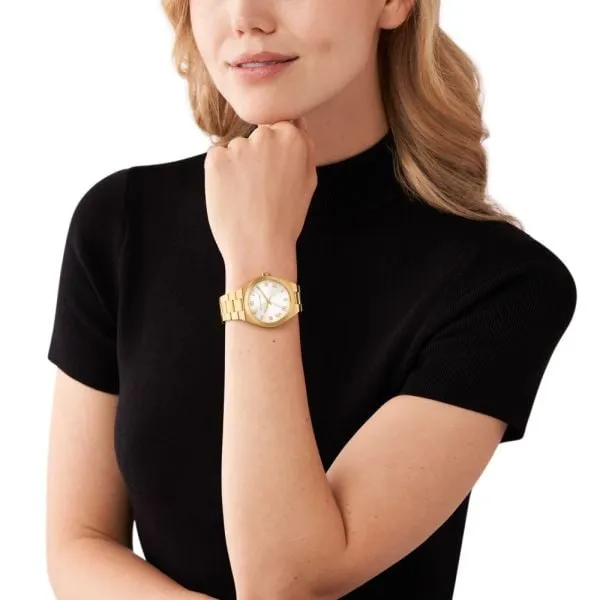 Michael Kors Women's Lennox Three-Hand, Gold-Tone Stainless Steel Watch - MK7391