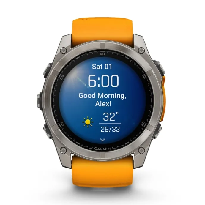 Garmin Fenix 8 51mm AMOLED Sapphire Multisport Smartwatch - Titanium/orange | PLU1181129