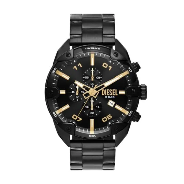 Diesel Men's Spiked Chronograph, Black Stainless Steel Watch - DZ4644