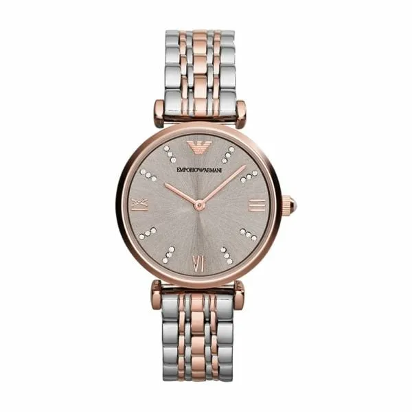 Emporio Armani Women's Gianni T-Bar Rose Gold Round Stainless Steel Watch - AR1840