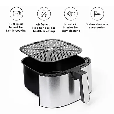 Chefman 8-qt. TurboFry Stainless Steel Air Fryer with Basket Divider