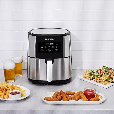 Chefman 8-qt. TurboFry Stainless Steel Air Fryer with Basket Divider