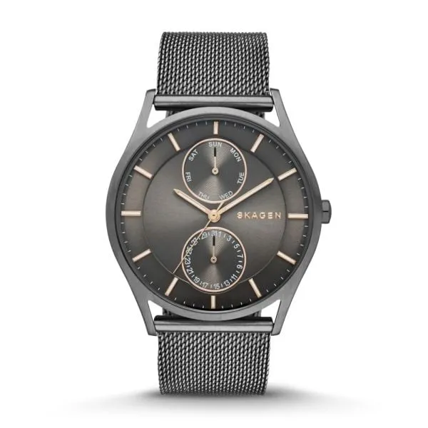 Skagen Men's Holst Gray Round Stainless Steel Mesh Watch - SKW6180