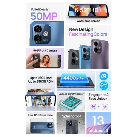 UleFone Note 16 Pro, Android 13 Dual-SIM LTE Smartphone with Cover