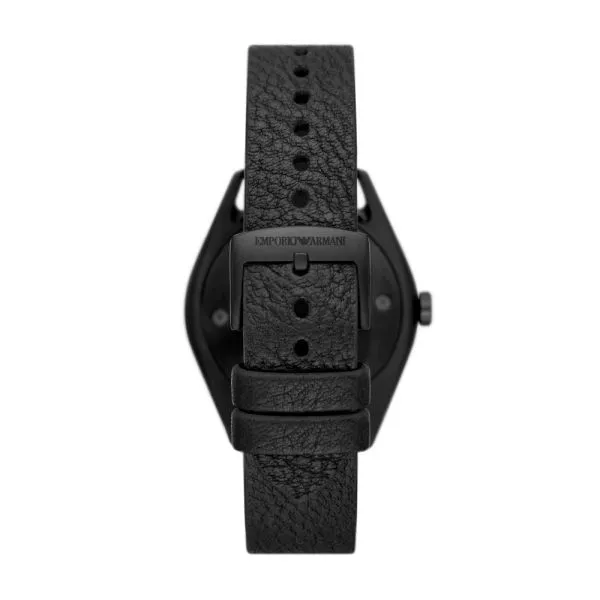 Emporio Armani Solar-Powered Three-Hand Black Leather Watch - AR11580