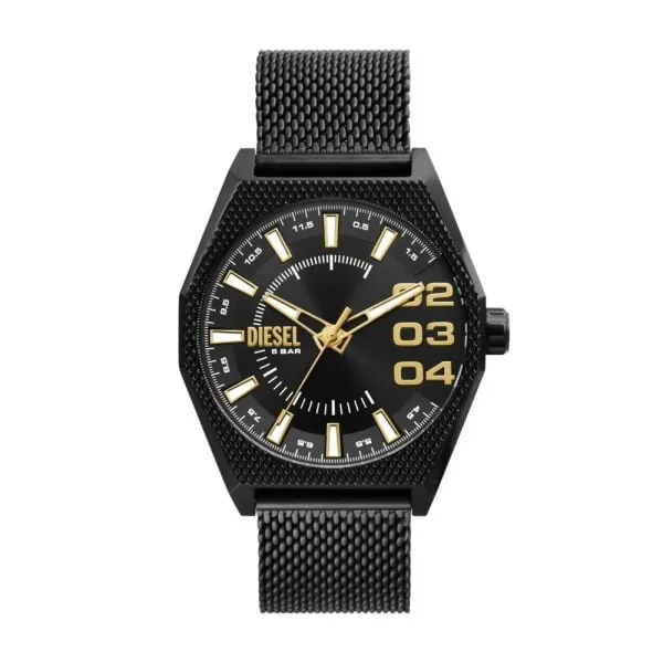 Diesel Men's Scraper Three-Hand, Black Stainless Steel Watch - DZ2194