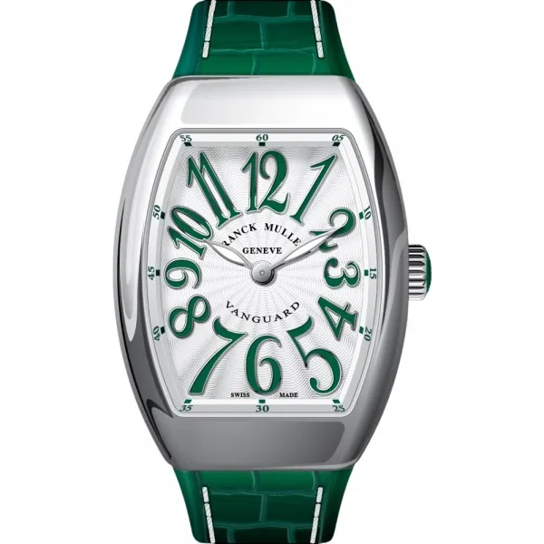 Franck Muller Vanguard 32 Quartz White & Green Dial Stainless Steel Watch