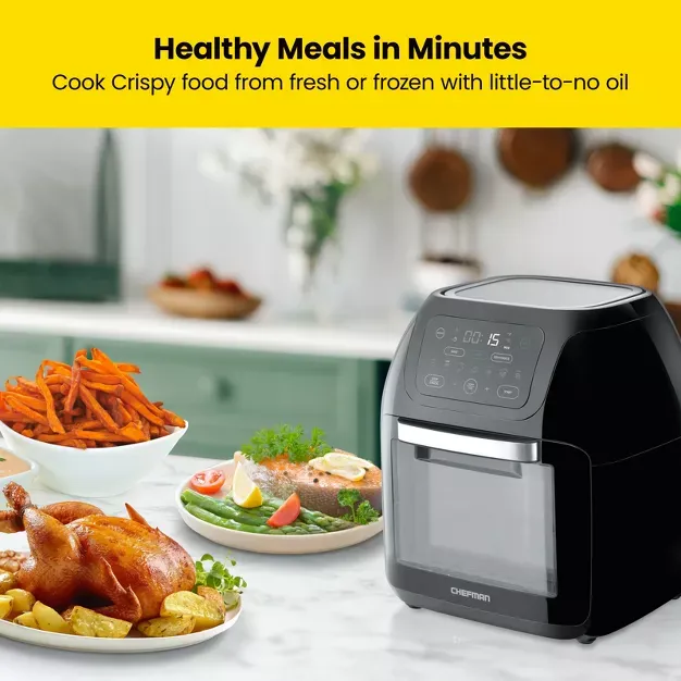 Chefman Multifunctional Digital 10 Qt. Air Fryer+ Rotisserie, Fry, Roast & Bake, 17 Presets - Black