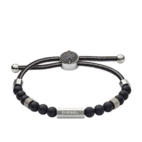 Diesel Men'S Black-Tone Semi-Precious Beaded Bracelet - Dx1151040