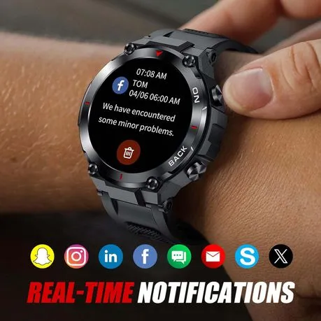 FocusFit K37 1.32" GPS Military Sports Smartwatch for Android & iOS