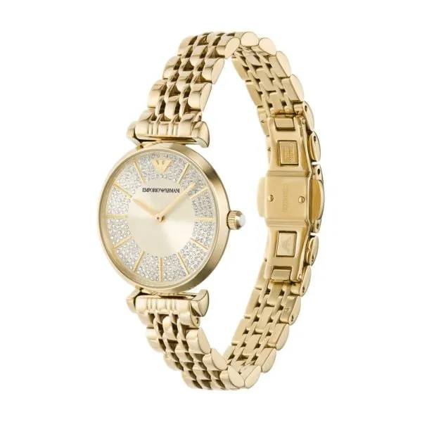 Emporio Armani Women's Gianni T-Bar Two-Hand, Gold-Tone Stainless Steel Watch - AR11608