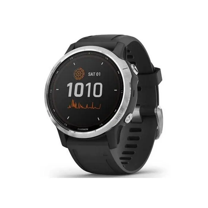 Garmin Fenix 6S Solar Smartwatch - Silver With Black Band