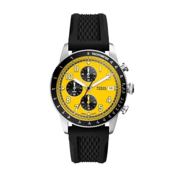 Fossil Sport Tourer Chronograph Black Silicone Watch - FS6044