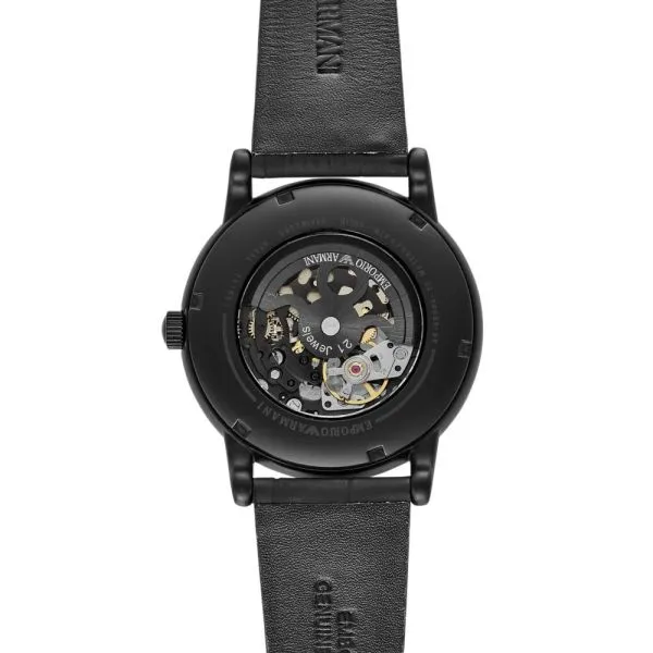 Emporio Armani Men's Automatic Black Leather Watch - AR60008