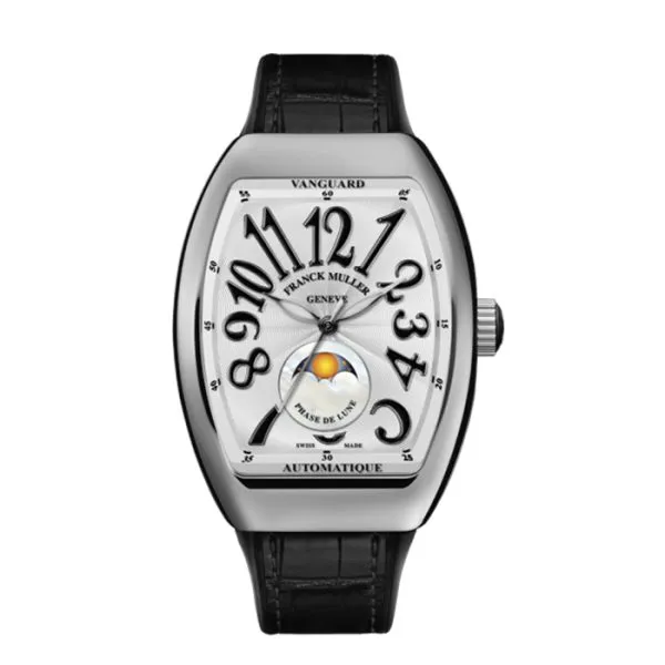 Franck Muller Vanguard 32 Moon Phase White & Black Dial Stainless Steel Watch