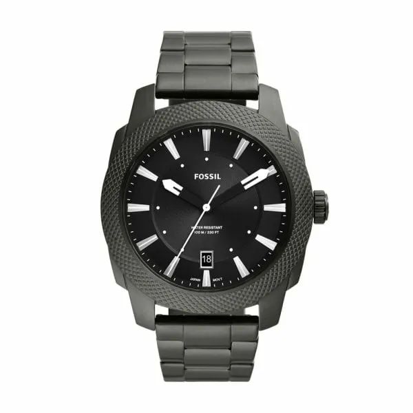 Fossil Men's Machine Three-Hand Date Smoke Stainless Steel Watch - FS5970