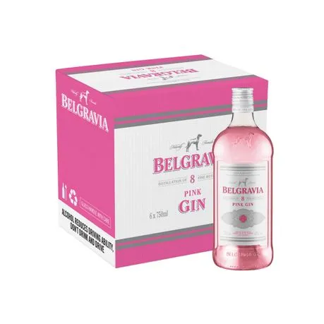 Belgravia Pink Gin - 6 x 750ml Bottles