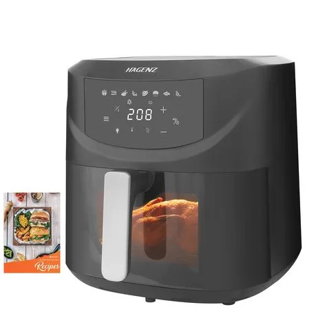 HAGENZ 7.6L With Window 2000W Air Fryer With Recipes Big Capacity Airfryer