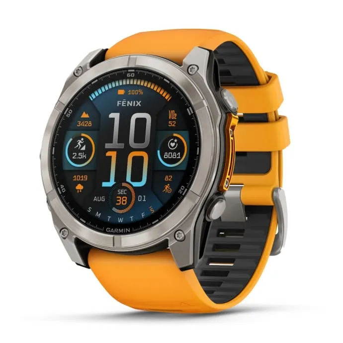 Garmin Fenix 8 51mm AMOLED Sapphire Multisport Smartwatch - Titanium/orange | PLU1181129