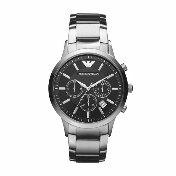 Emporio Armani Men's Renato Silver Round Stainless Steel Watch