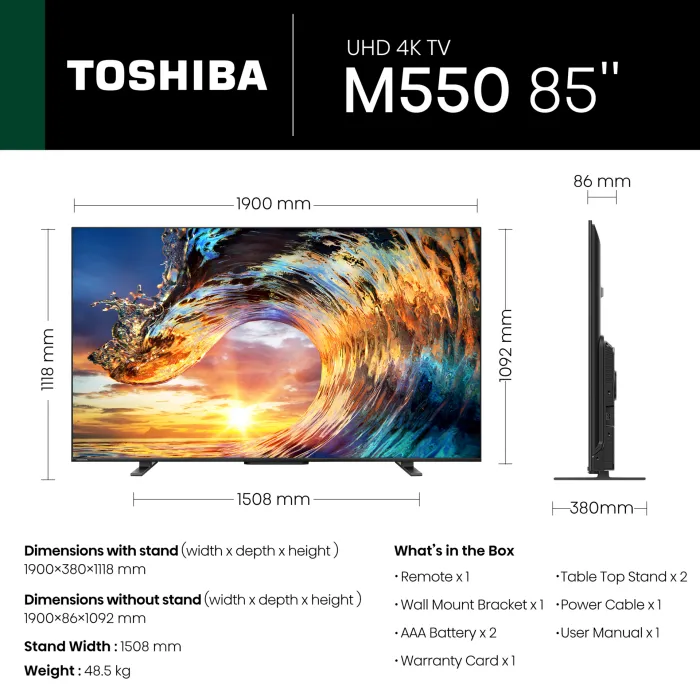 Toshiba 85-inch Smart UHD TV-85M550LN