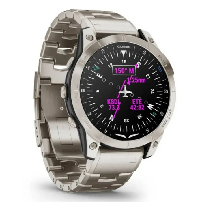 Garmin D2 Mach 1 Aviator Smart Watch - Vented, Titanium Bracelet