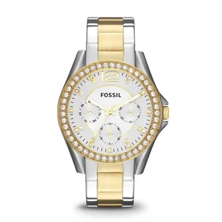 Fossil Ladies Riley Gold & Silver-Tone Stainless Steel Watch - ES3204