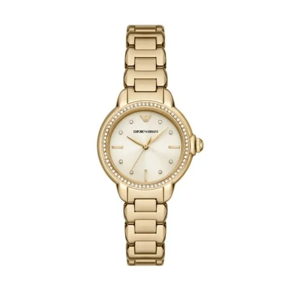 Emporio Armani Women's Mia Three-Hand, Gold-Tone Stainless Steel Watch - AR11609