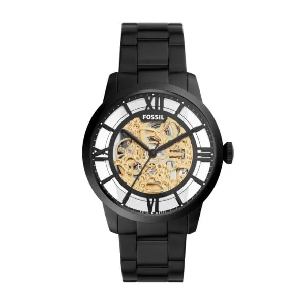 Fossil Men's 44mm Townsman Automatic Black Stainless Steel Watch - ME3197