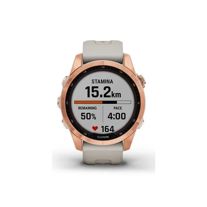 Garmin Fenix 7S Solar Smartwatch - Rose Gold With Light Sand Band